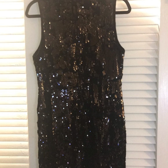 Forever 21 Black Velvet Sequin Mini Dress SZ L - Picture 7 of 7